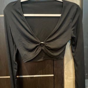 shein black ring long sleeve top